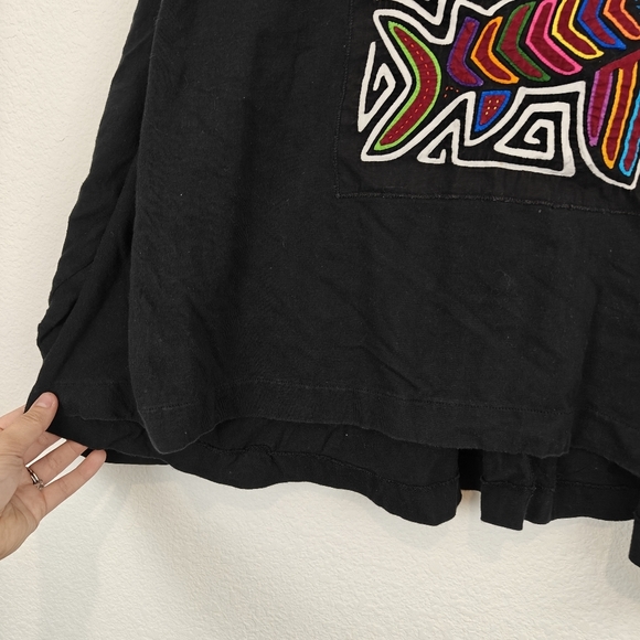Vintage Mola Art Quilted Embroidered Long Sleeve Shirt Fish Print Size LG - Picture 7 of 11
